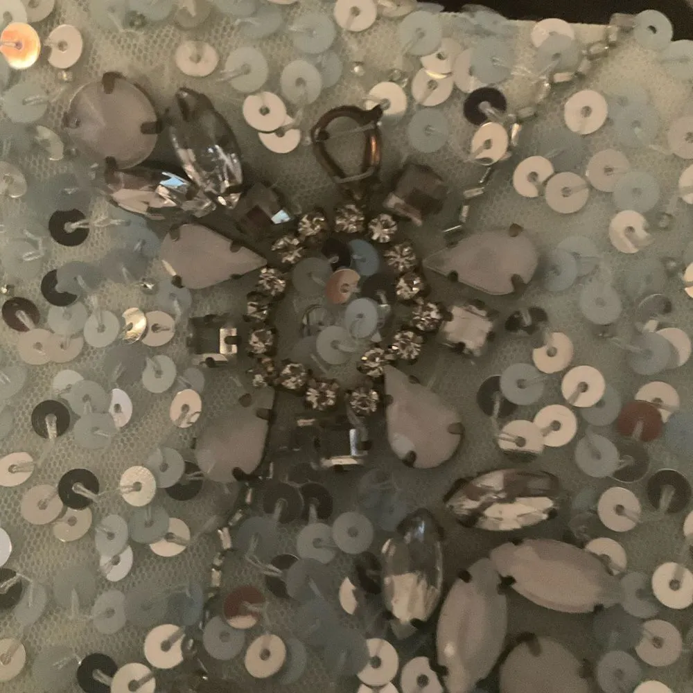 MAC DUGGAL 93932 Blue Flutter Sleeve Sequin High Neck Gown - Image 13