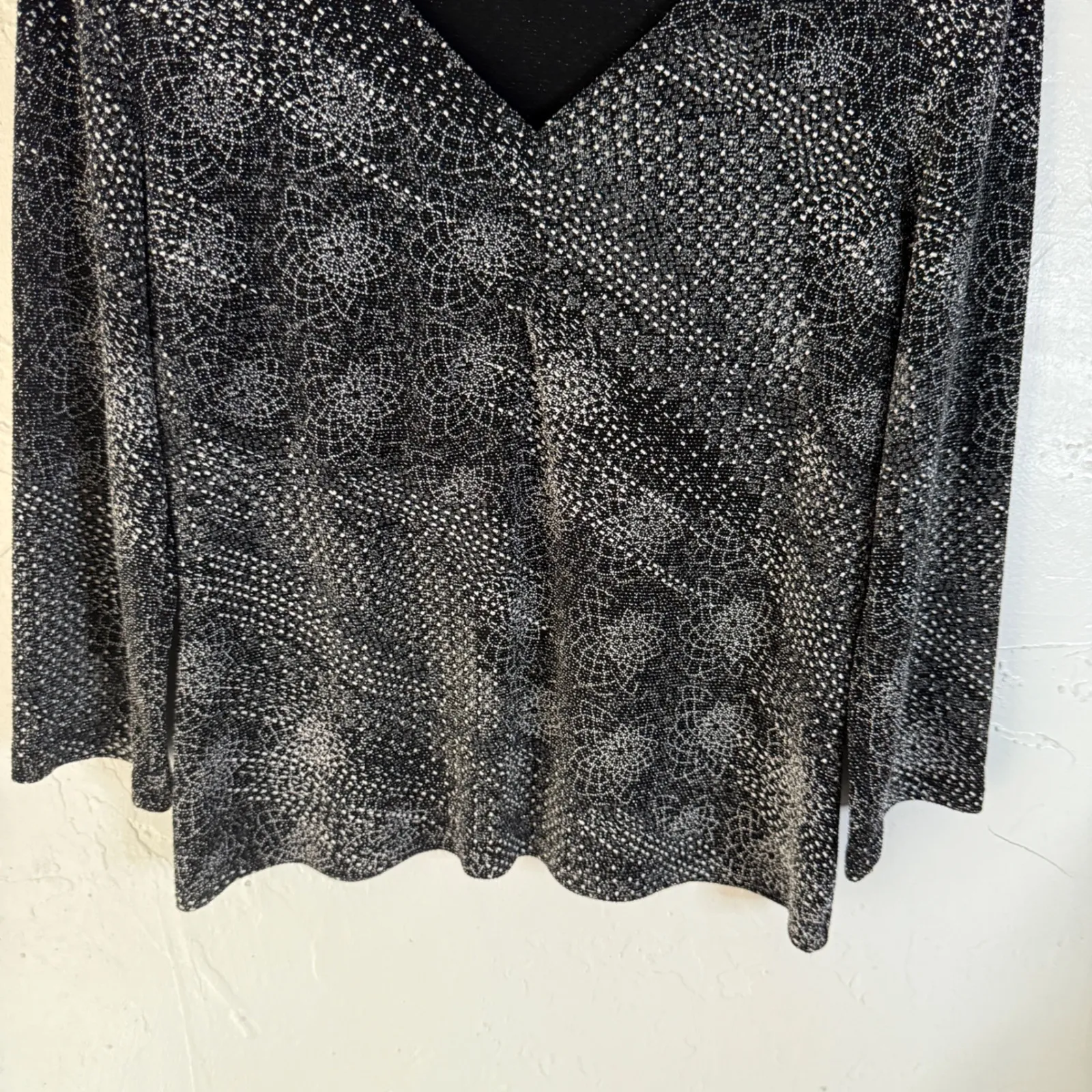 AGB‎ Byer California Y2k Black Metallic Glitter Print Top L Whimsigoth Grunge Size L - Image 5