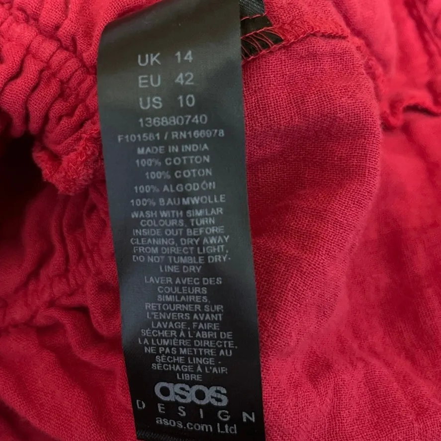 ASOS Design Red Long Sleeve Smocked V - Image 4