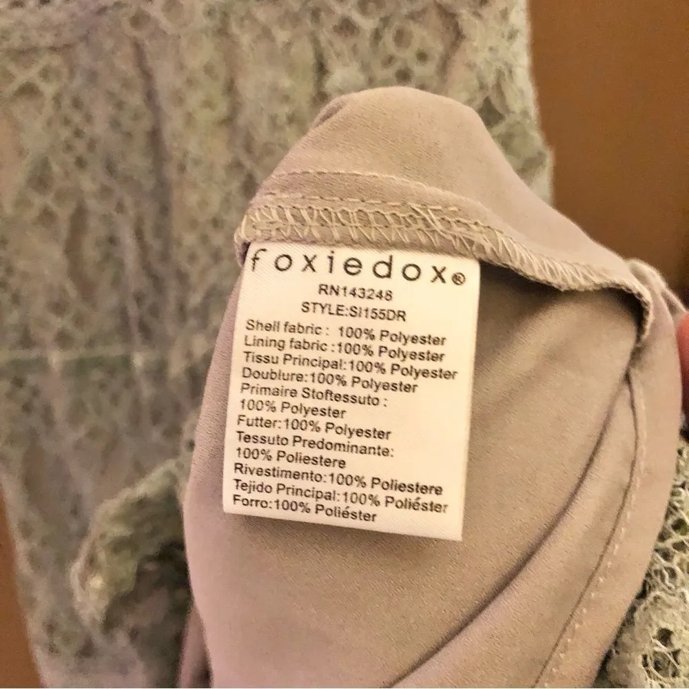 Foxiedox Anthropologie Ocala‎ Lace Halter Cocktail Dress Dusty Blue XS - Image 8