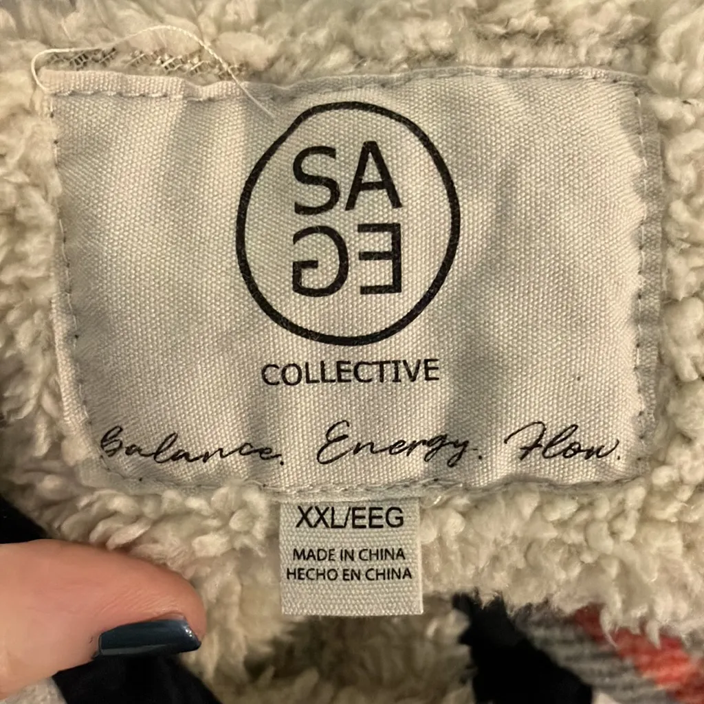 Sage Collective Super Plush Sherpa Lined Fleece Shirt Jacket with Pockets, XXL Red - Image 6