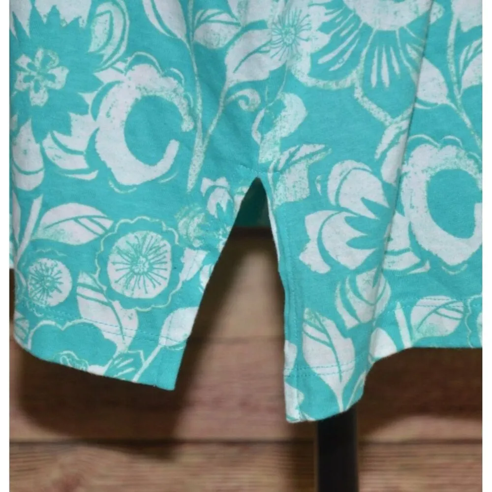 Woman Within Floral Print 3/4 Sleeve Top Casual Comfort Plus Size 1X Green White - Image 5