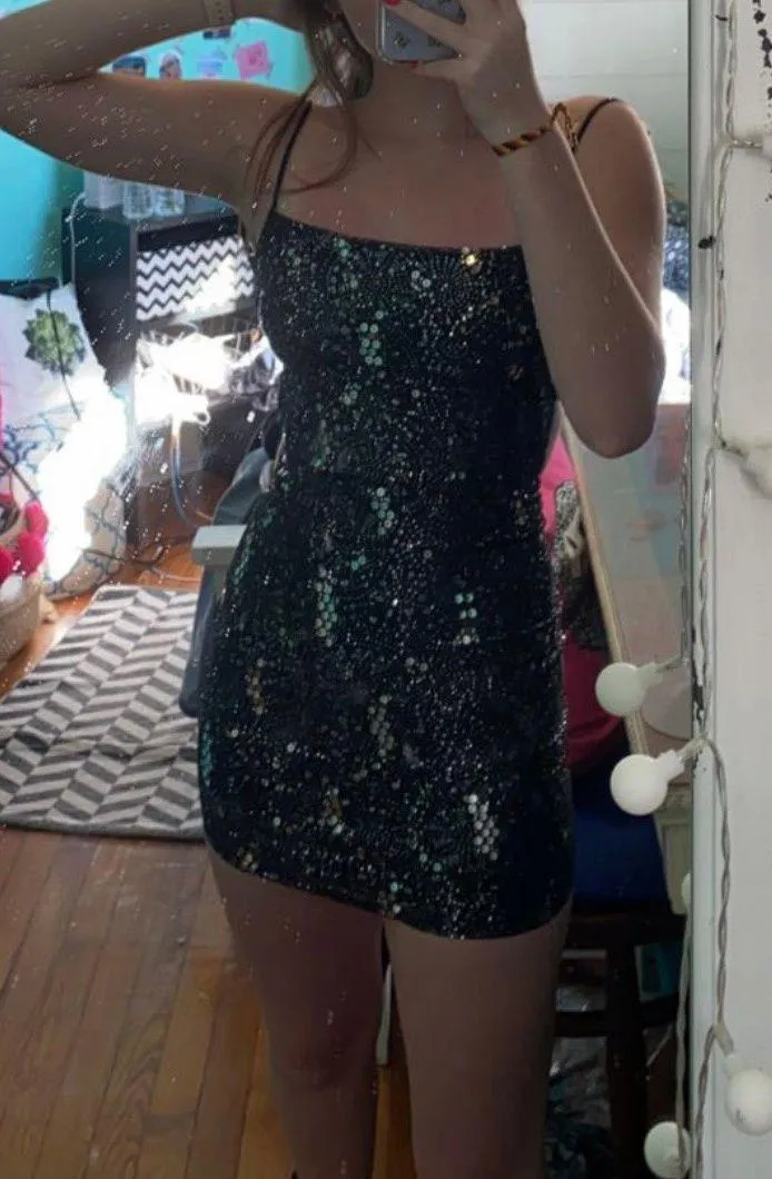 Lucy in the Sky Black Glitter Dress - Image 4