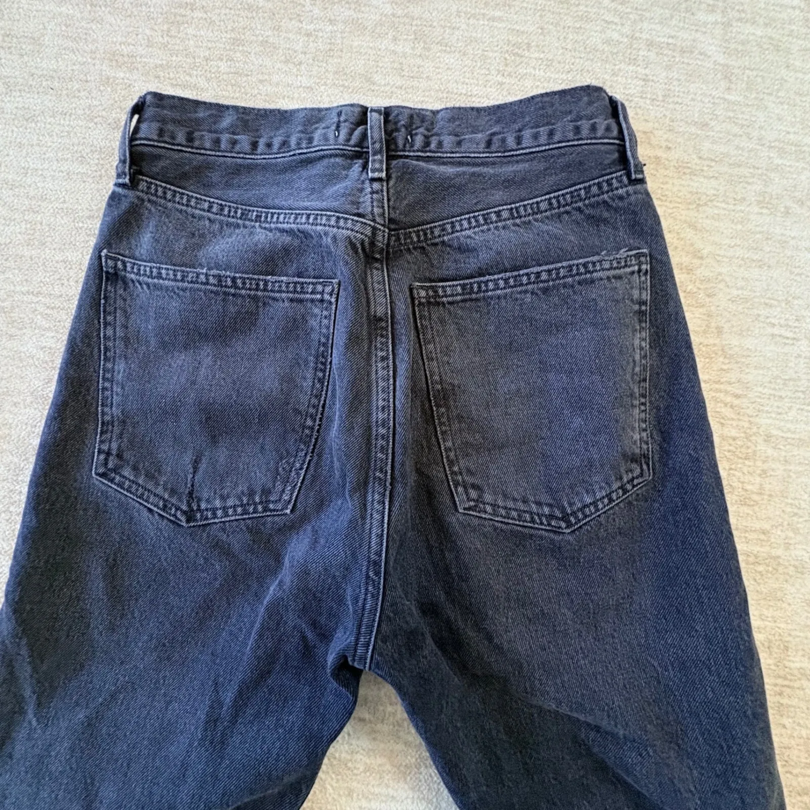 AGOLDE Los Angeles 90s Pinch Waist High Rise Distressed Jeans Size 25 Black Wash - Image 12