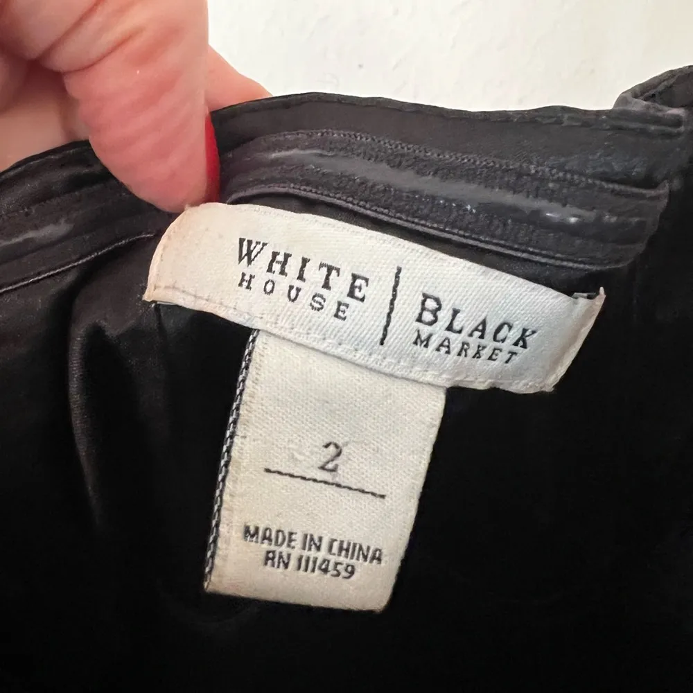 White House Black Market WHBM Size 2 Black White Strapless Cocktail Dress Silk - Image 3
