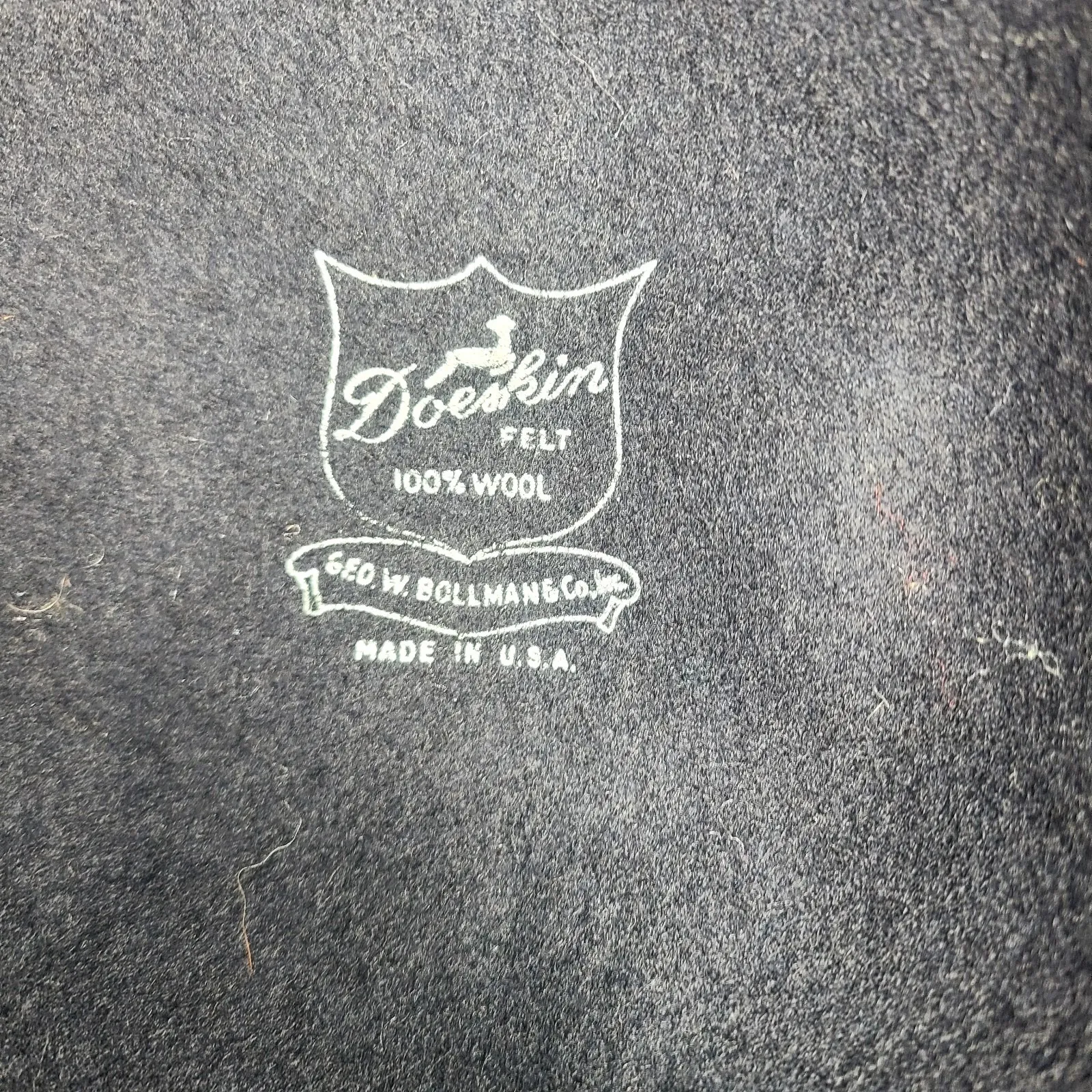 Vintage Bollman Doeskin Blue Wool Felt Hat With Black Bow Made in USA - Image 5