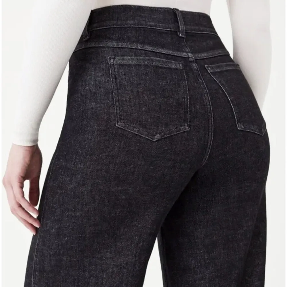 Spanx SPANXshape™ EveryWear Wide Leg Jeans Charcoal High-Rise Waist Shapewear M - Image 4