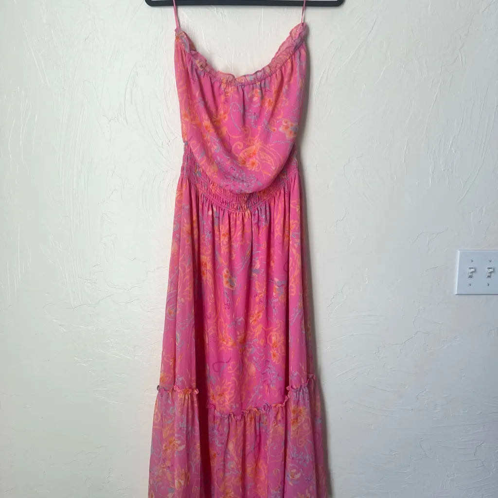Ramy Brook Pasiley Printed Ashley dress Pink and Orange Strapless Dress size L - Image 2