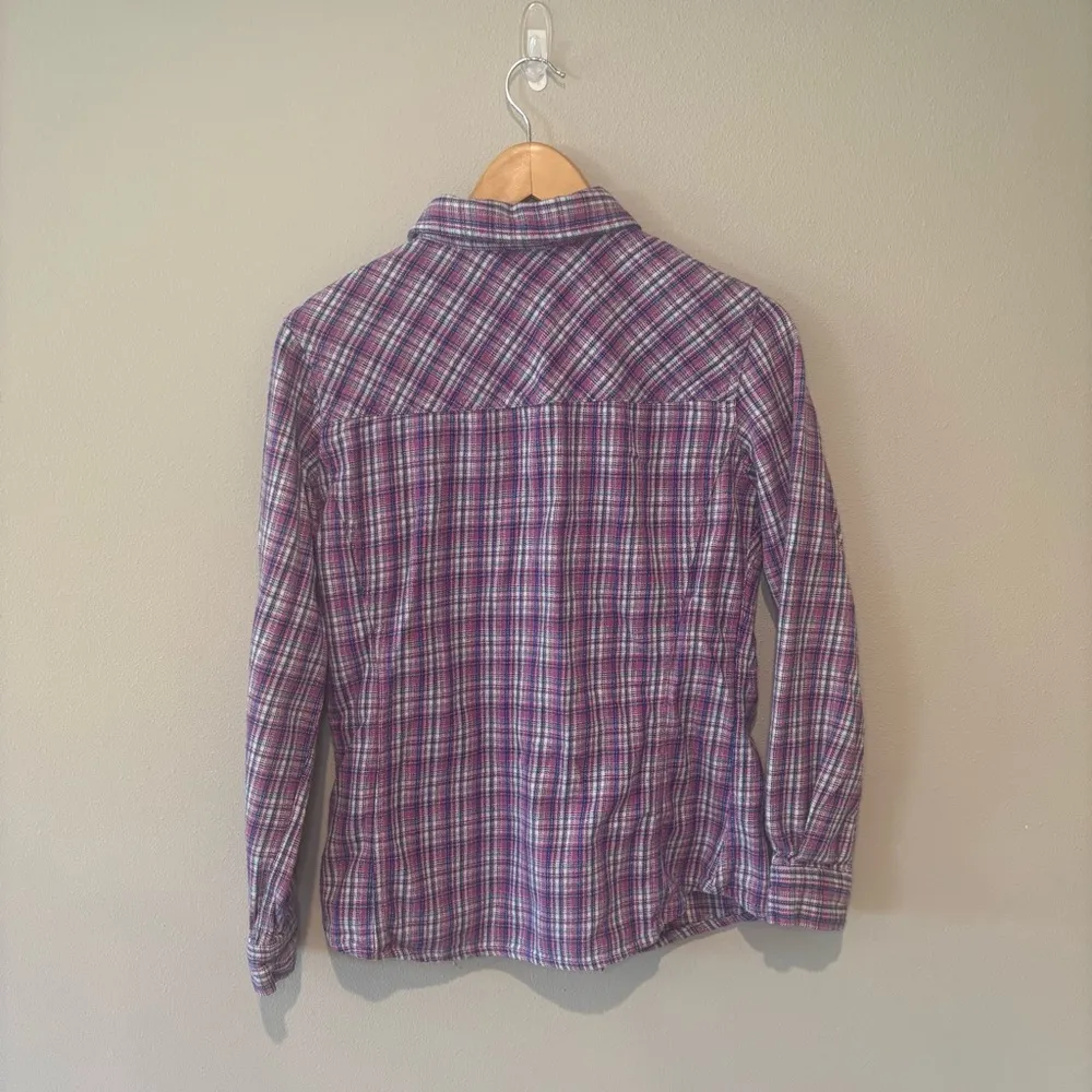 CARHARTT Women’s Flannel Purple and Pink Plaid Button Down Long Sleeve Shirt‎ S - Image 2