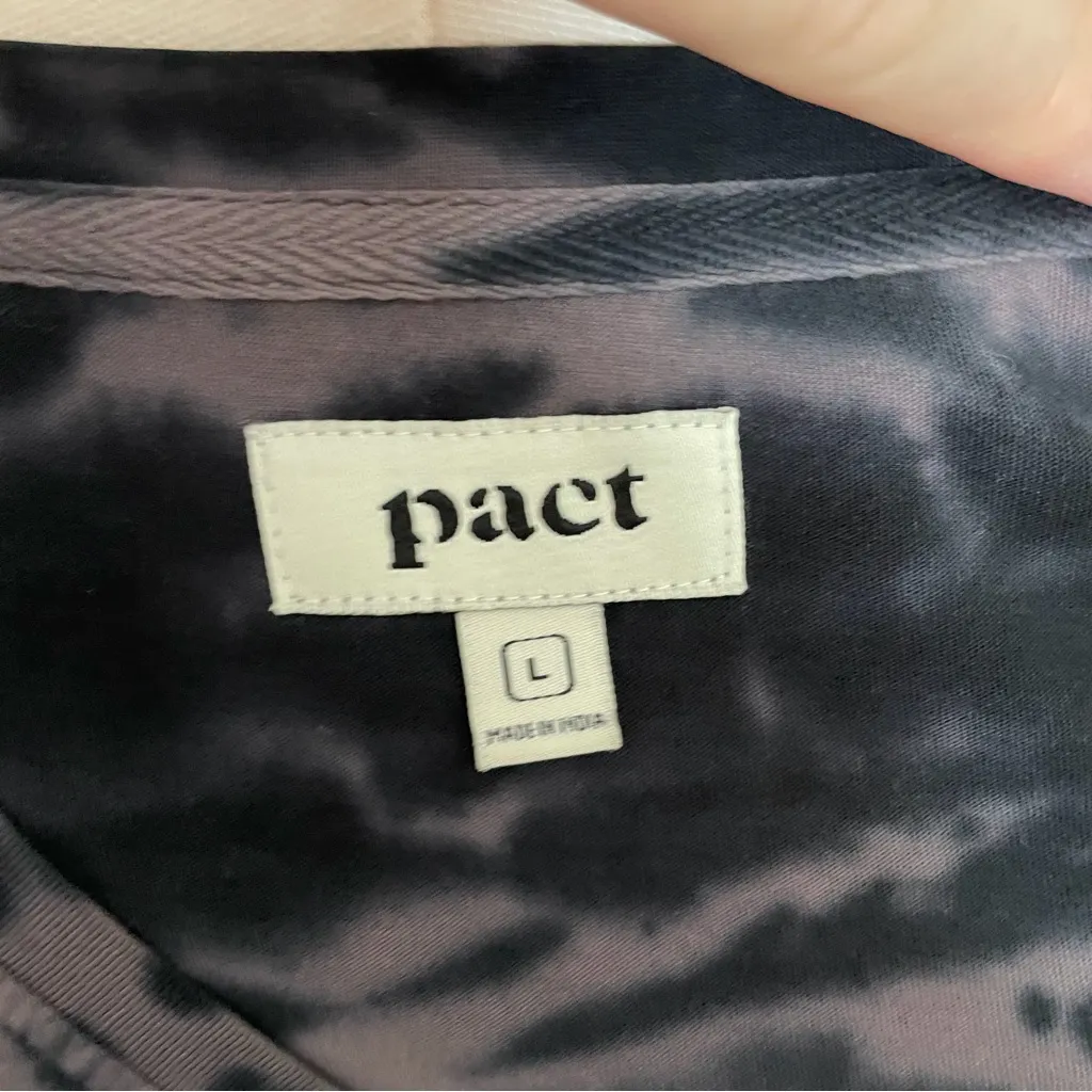 Pact Top Long Sleeve Abstract Acid Wash Bleach Dyed Organic Cotton Black Purple - Image 9