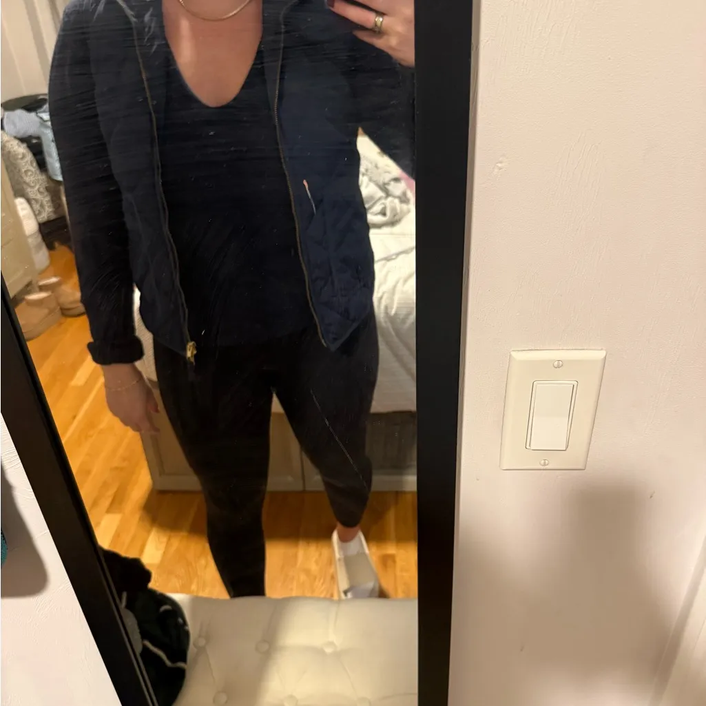 J.Crew Black Quilted Vest with Gold Zipper - Image 4