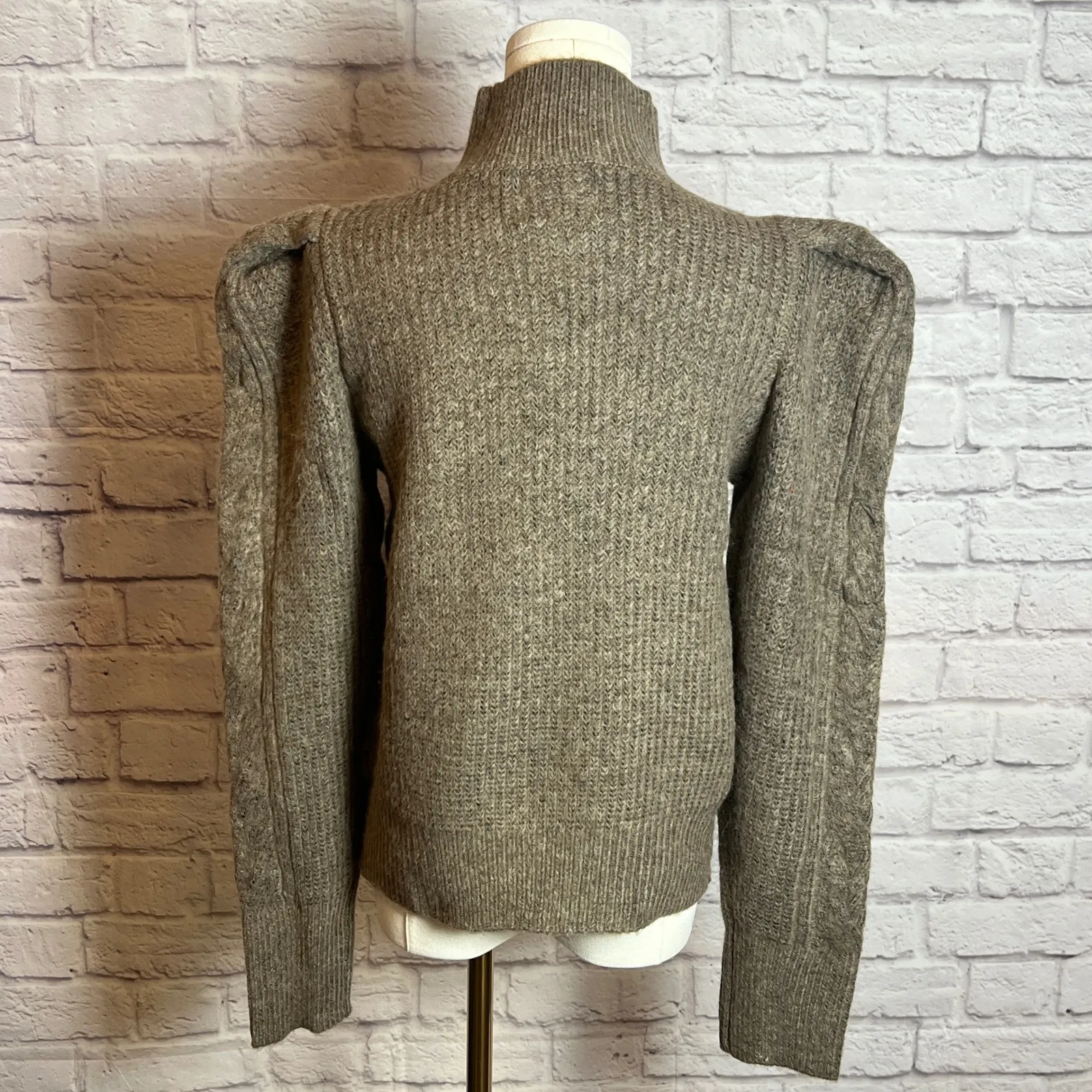 Industry Republic Clothing Women M Taupe Heather Mock Neck Knit Sweater Neutral Size M - Image 3