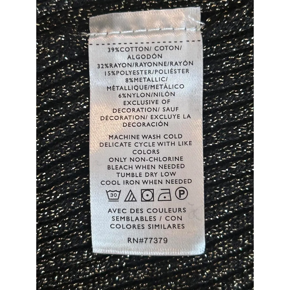 NWT Ann Taylor Womens Black Gold Ribbed Top With Bow Accent Size M Party Elegant Size M - Image 6