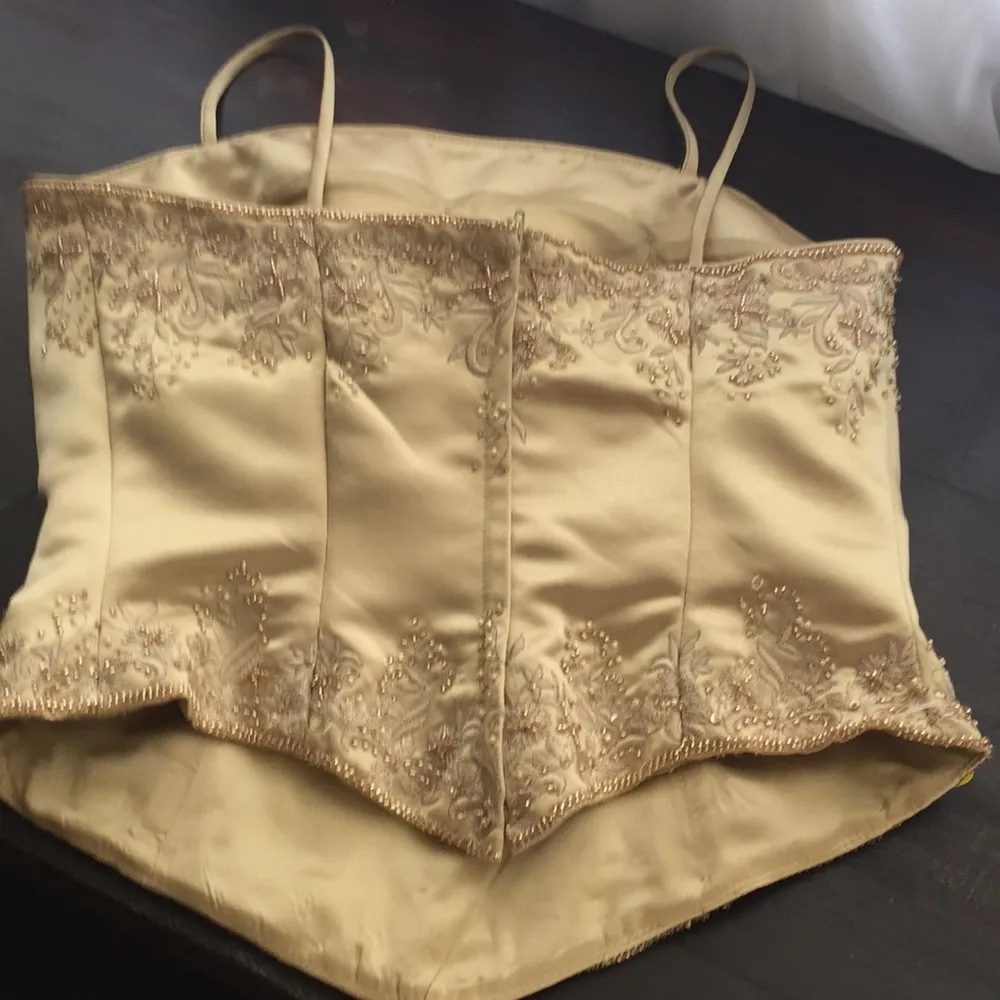 2 piece beaded gown with matching scarf Gold - Image 6