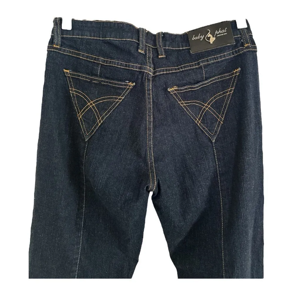 Baby Phat dark wash flared jeans with a cat logo on the front pocket. NWOT - Image 2