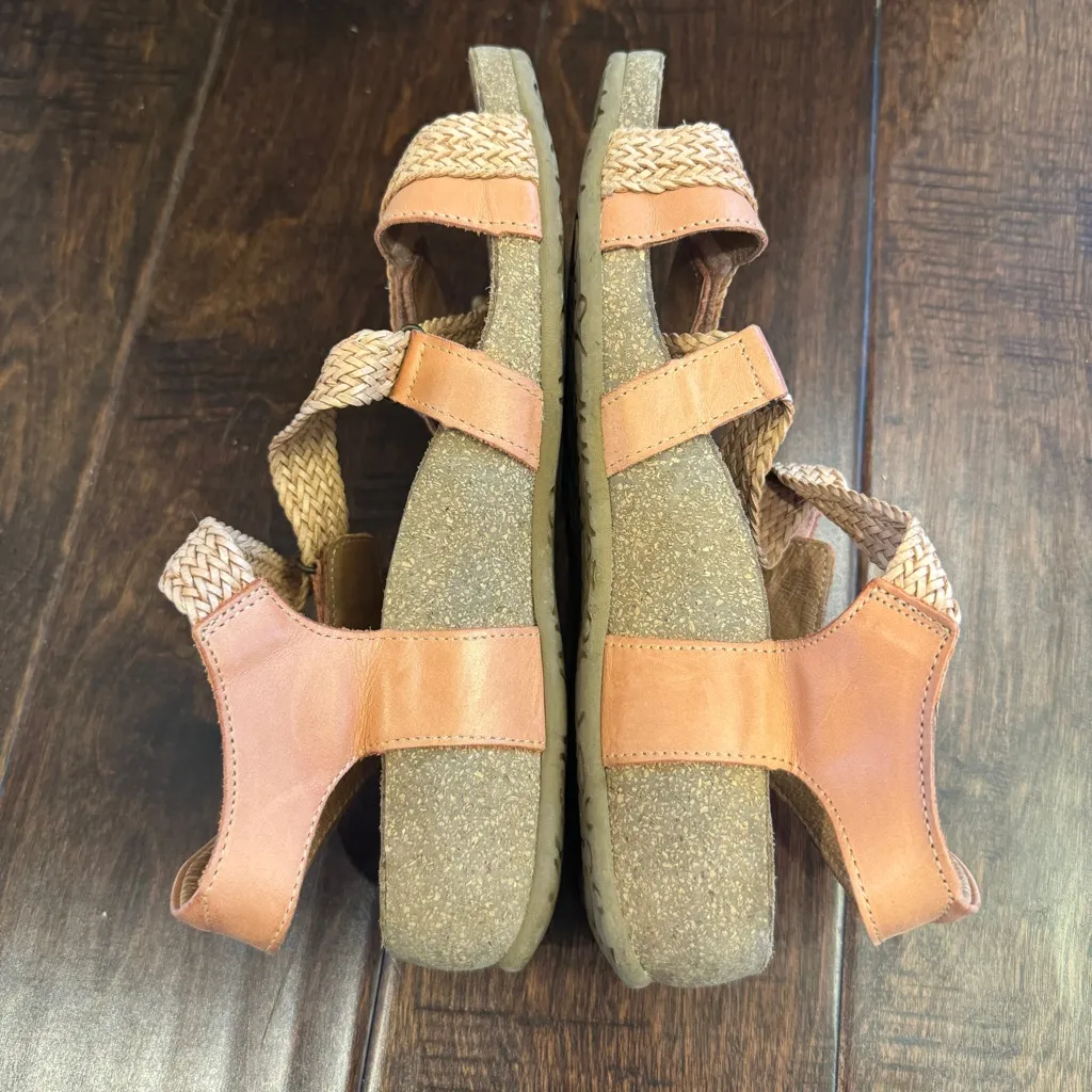 BC39 Taos Trulie Leather Woven Slingback Open Toe Comfort Sandals Womens 7 7.5 - Image 2