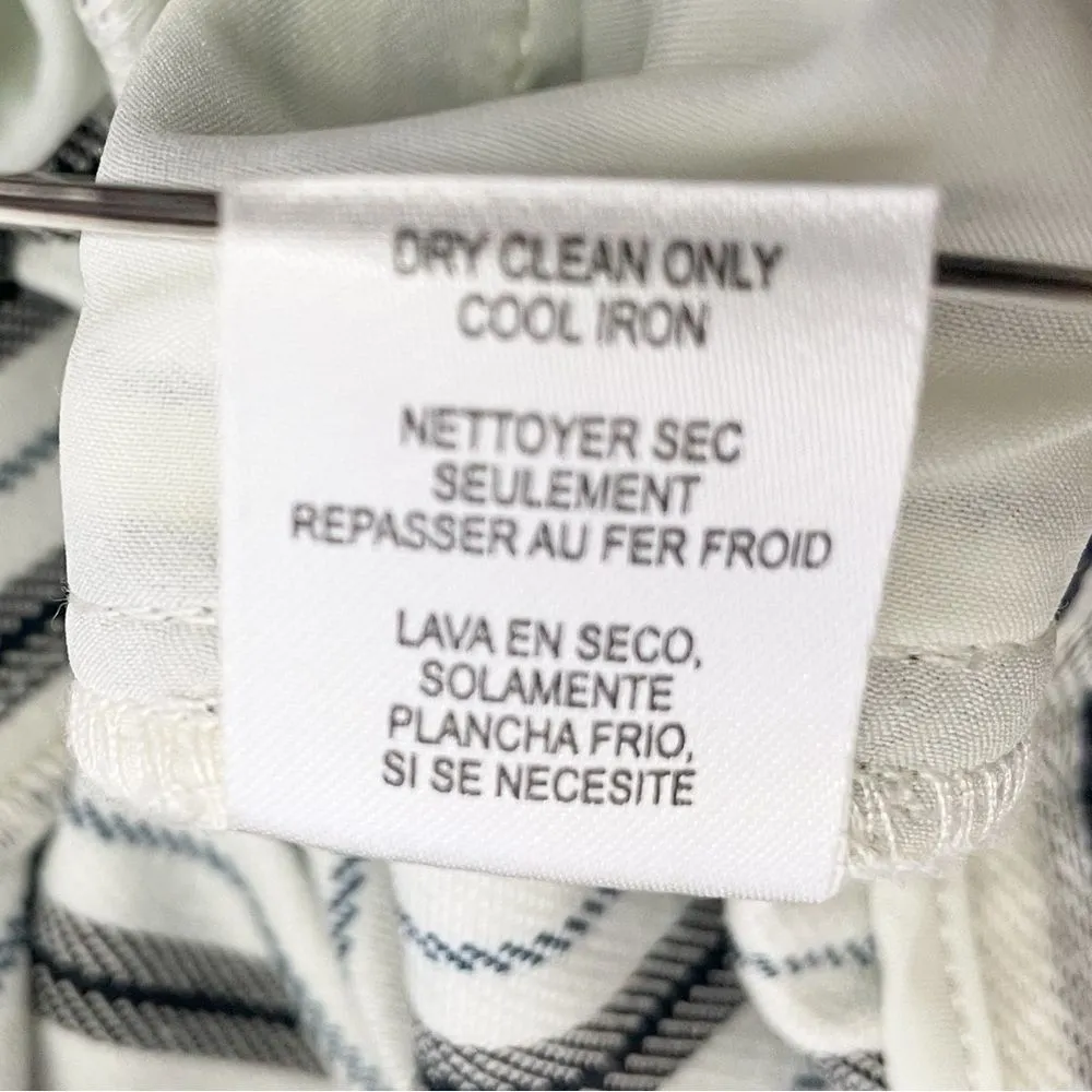 Worth New York High Rise Wide Split Leg Trousers Ivory Black Gray Stripe Size 12 - Image 12