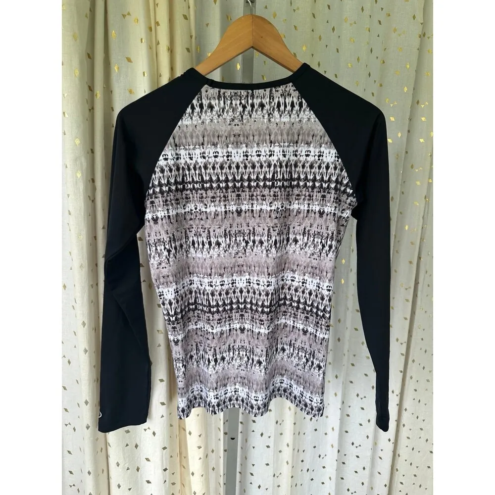 Hulakai Hawaii Women's Fashion Panel Raglan Long Sleeve Swim Rash Guard L Black Size L - Image 4