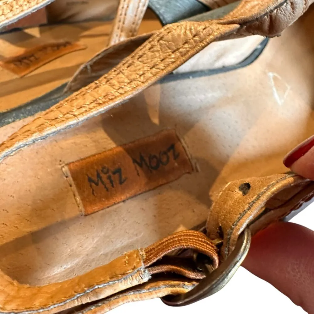 Miz Mooz Green & Tan Leather Eva Slingback Heels Size 8 - Image 6