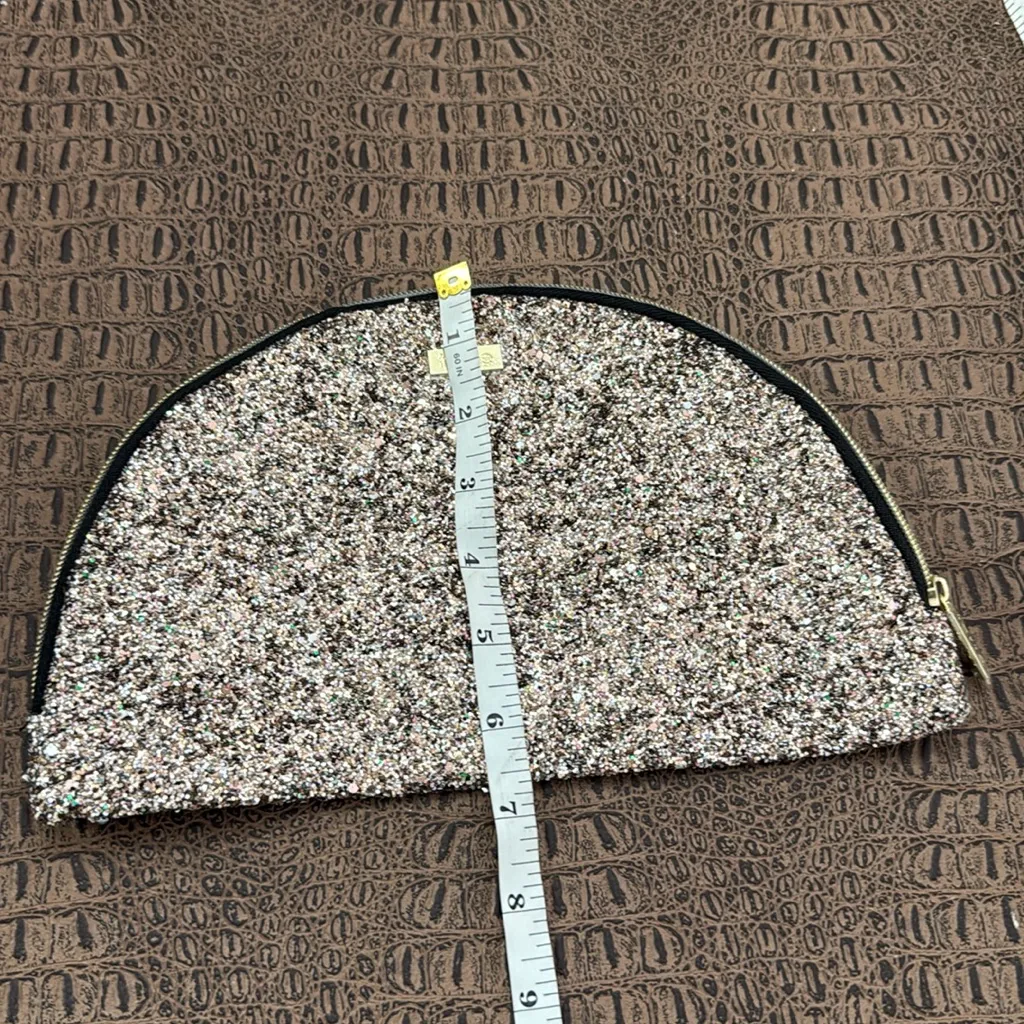 Tarte Glitter Makeup Bag Cosmetic Pouch Zip Travel Case Silver Gold Sparkle - Image 7