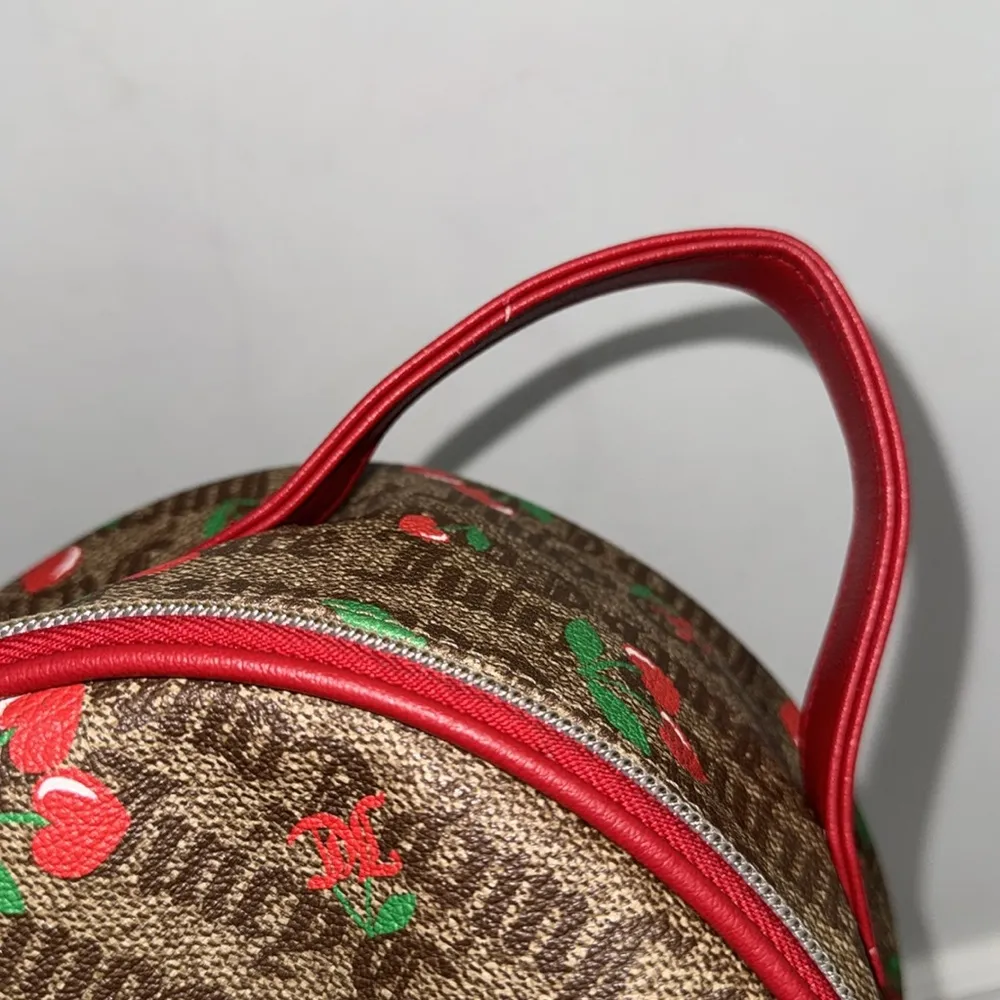 Juicy Couture‎ juicy fruit chestnut brown canvas cherry print backpack - Image 4