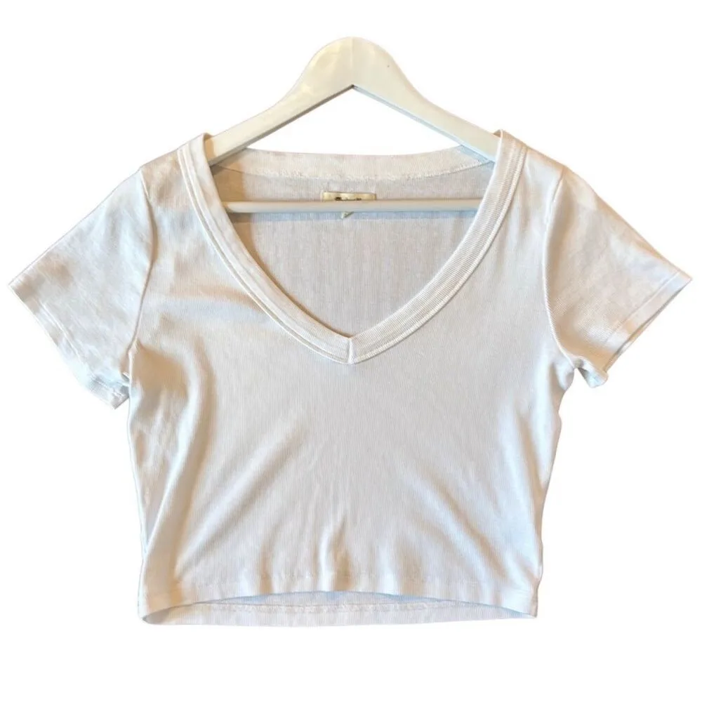 Madewell white ribbed bright side cropped tshirt size M - Image 4