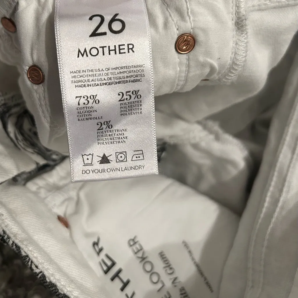 MOTHER The Looker Glitz ‘N Glam Metallic Print Skinny Jeans Size 26 White - Image 9