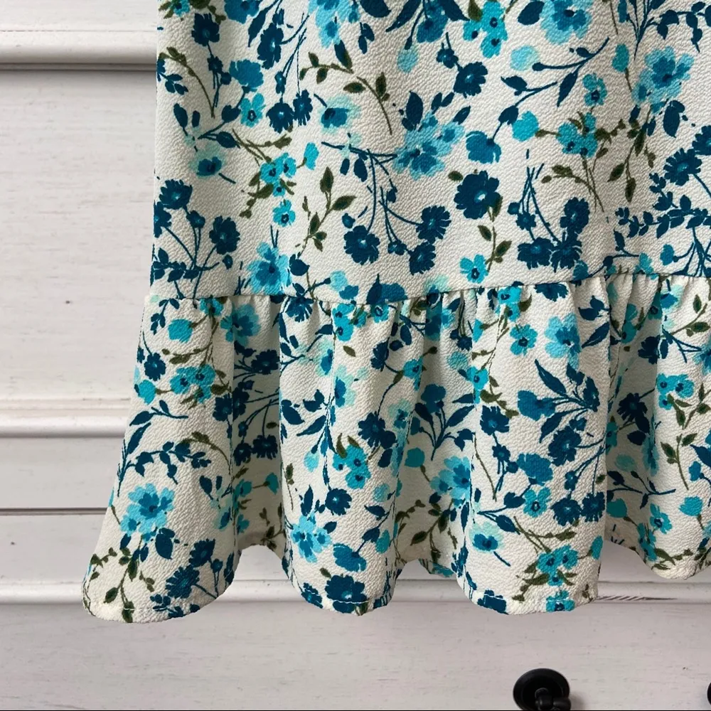 Red Lolly Blue Blouse with Ruffled Bottom. Size Small. EUC - Image 3