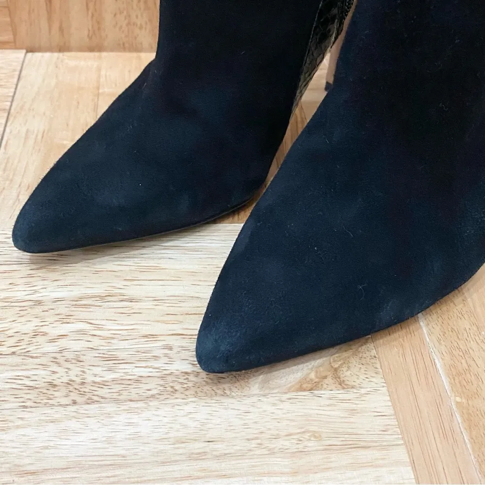 Vince Camuto “Kasi” Black Suede & Croc Leather Heeled Bootie Size 7 - Image 10