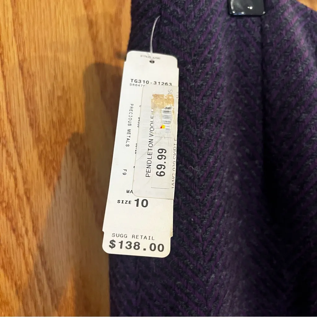 NWT Vintage Pendleton virgin wool lined pencil skirt purple and black 10 - Image 5