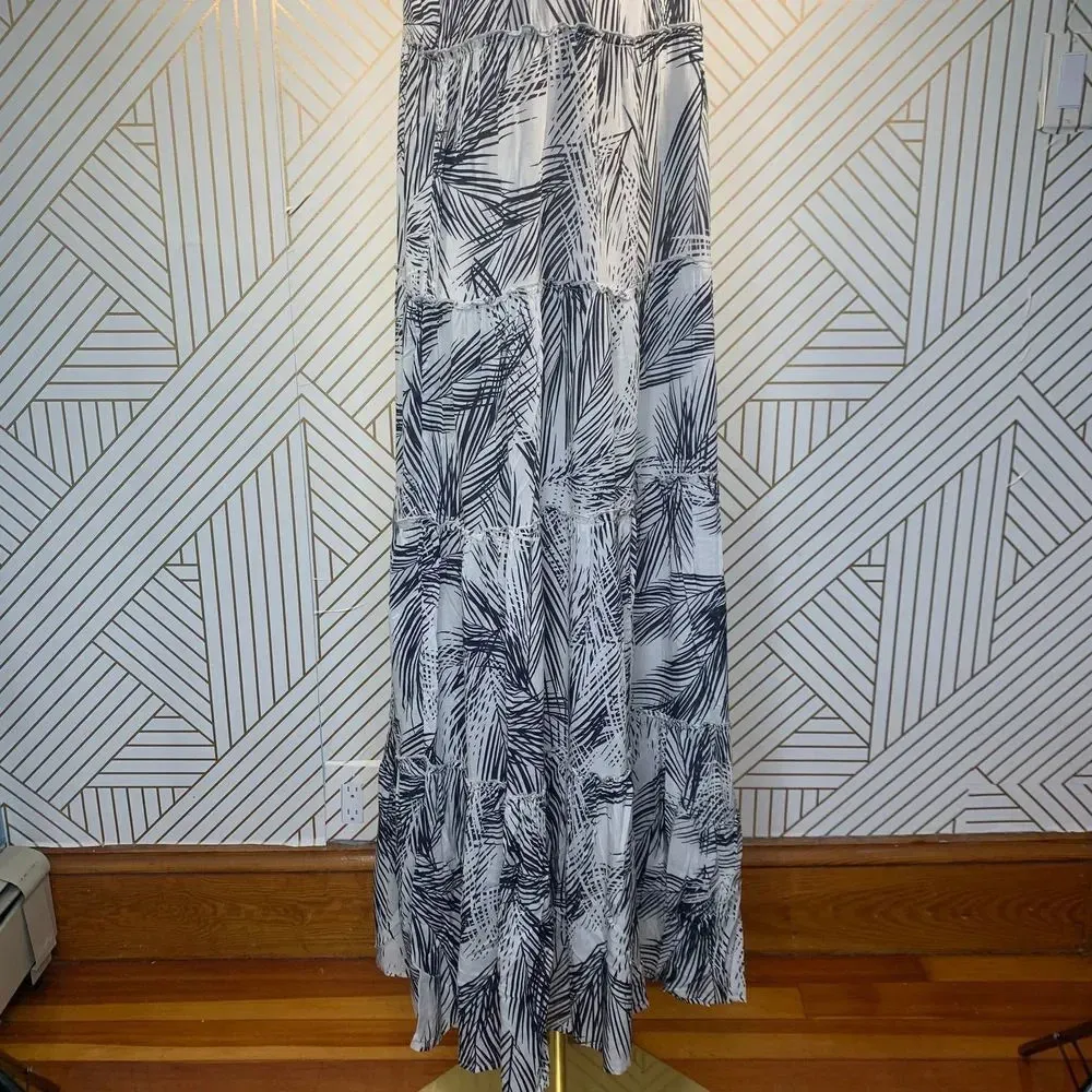 PilyQ Nassau Gulsina Long Dress in White and Black Palm‎ Tropical Size XS/S - Image 8