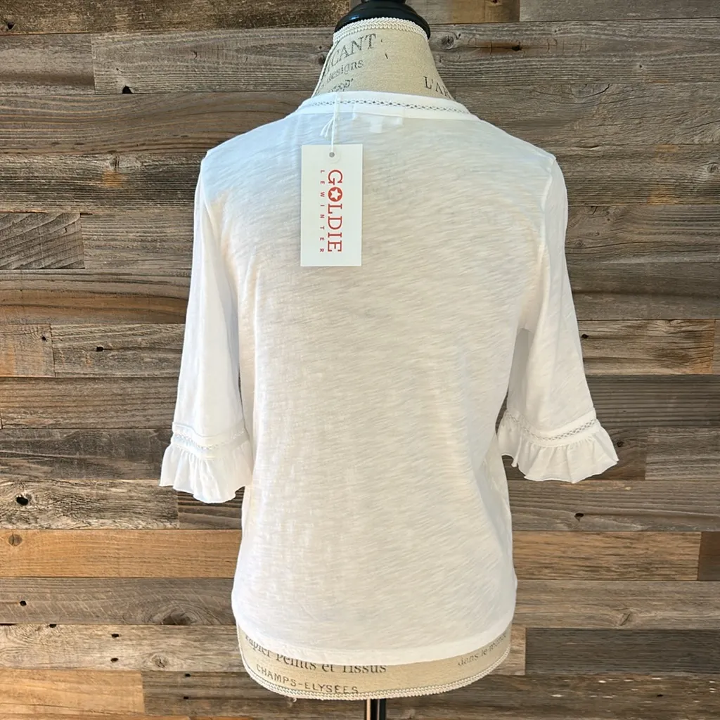 NWT Goldie Link Embroidery Ruffle Sleeve Top White Size Small - Image 7