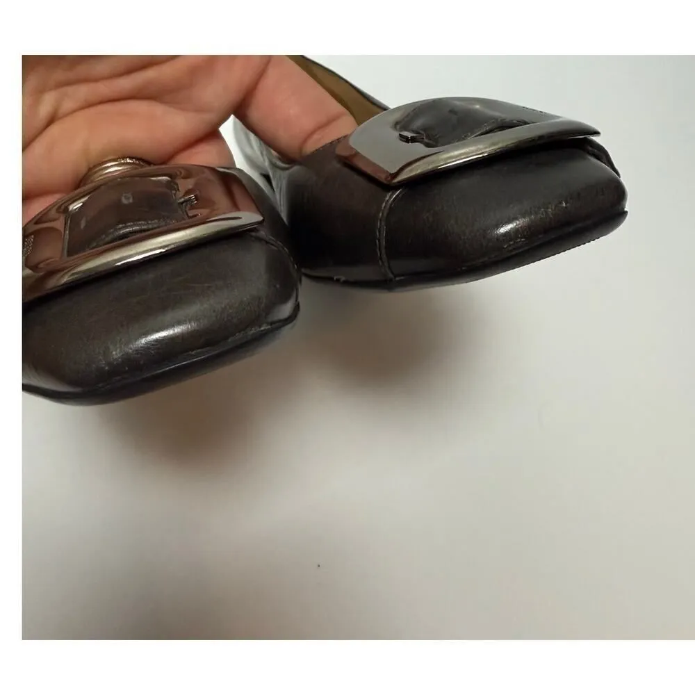 Prada Buckle Dark Grey 1.5" Heels Sz. 37 (US 7) - Image 8