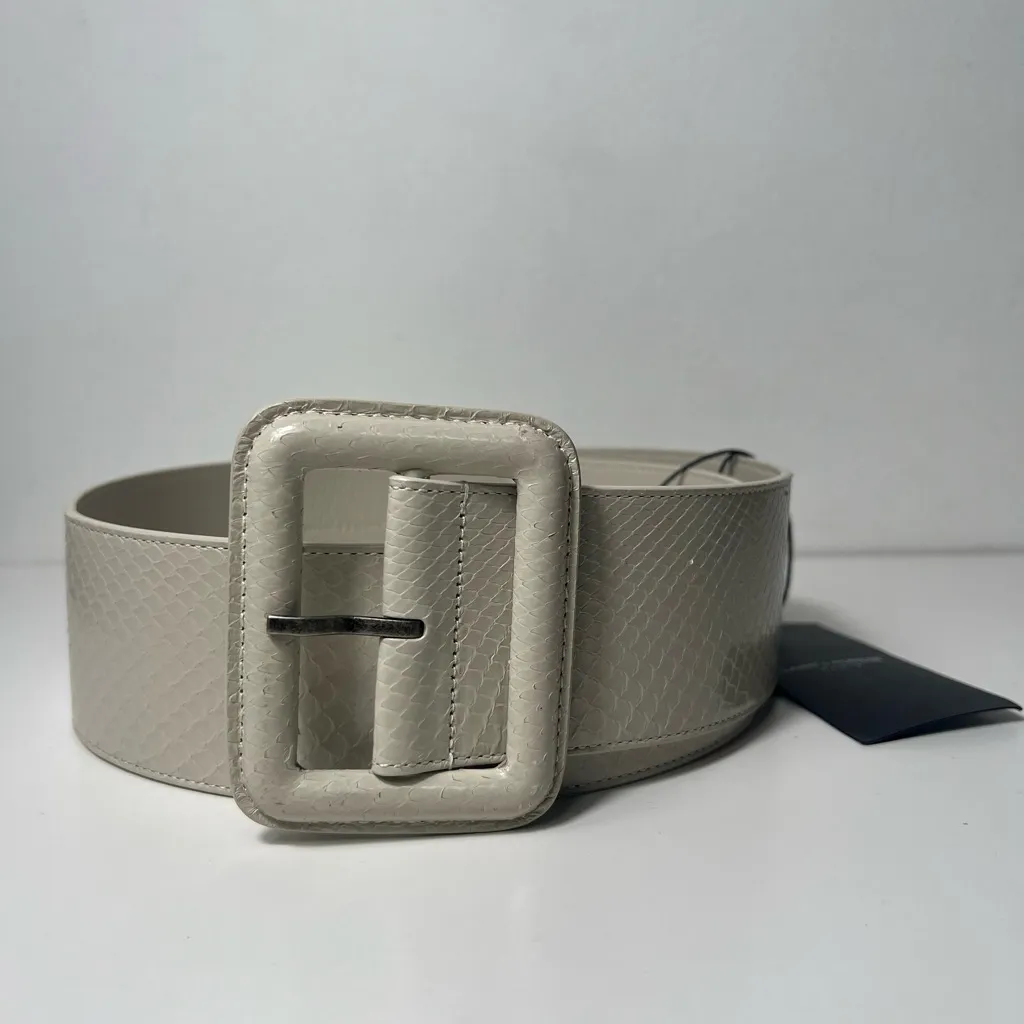 Saint Laurent YSL Snakeskin Python Vintage White Covered Buckle Corset Belt - Image 3