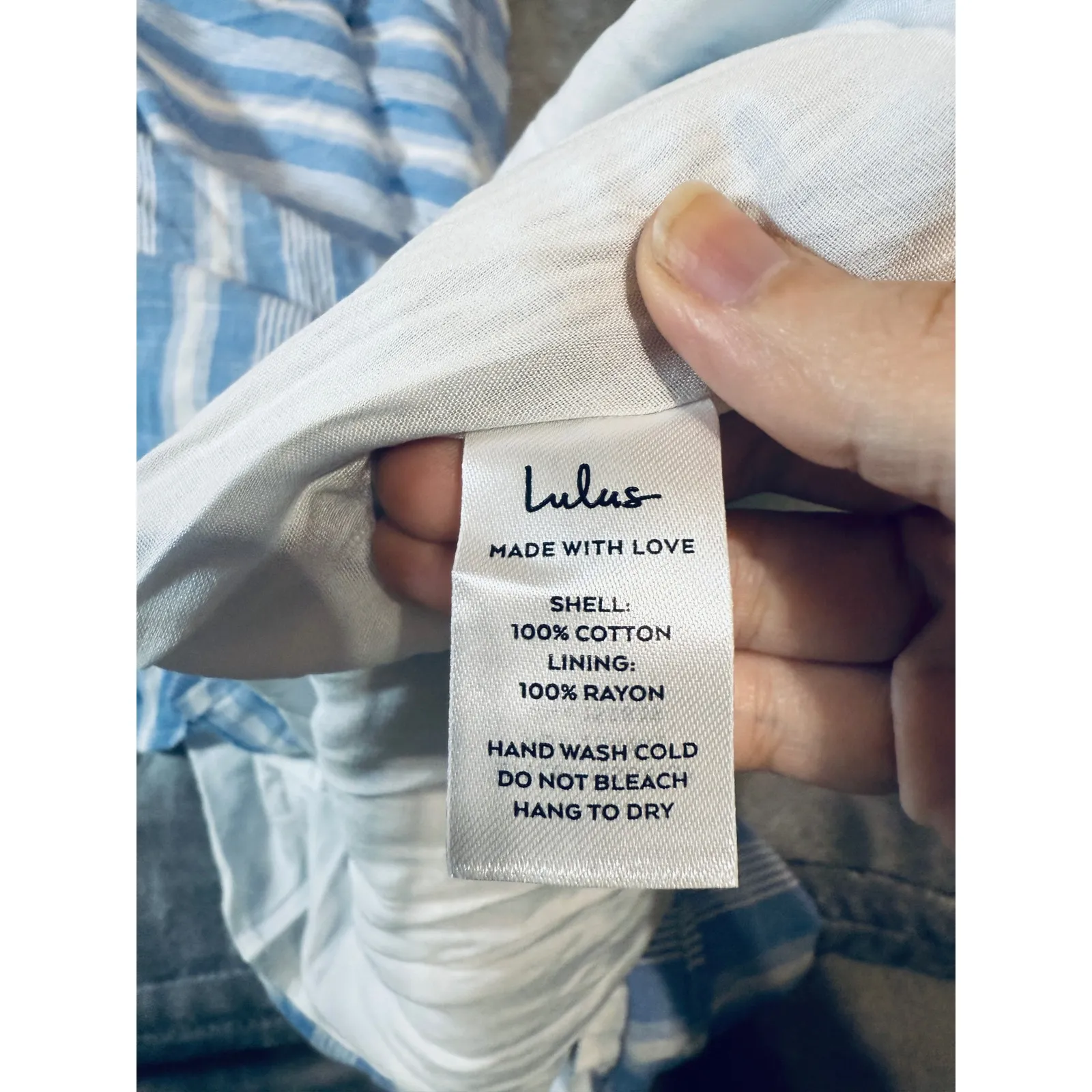 NWT Lulus Size Small Cheerful Season Blue Striped Midi Skirt Pockets 100% Cotton - Image 9