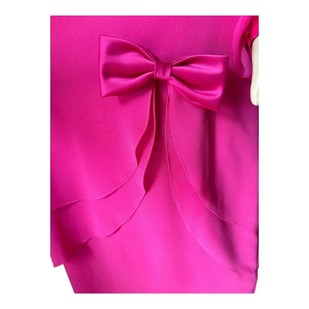 Vintage Ursula of Switzerland made USA Hot pink chiffon cocktail dress size 16 - Image 10