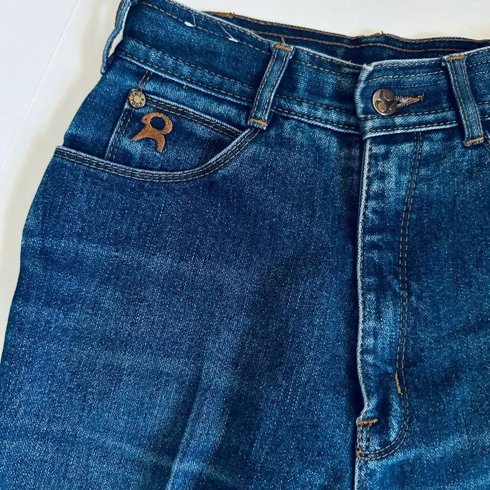 Vintage Roglins 80s/90s Dark Wash High Waist Stretch Jeans Blue Size 8 - Image 4