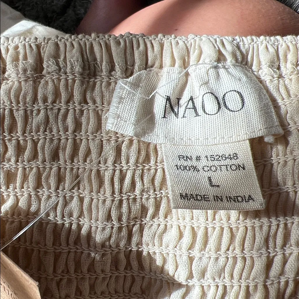 NWT NAOO Chic Beige Jumpsuit with Black Embroidery size L Tan Size L - Image 8