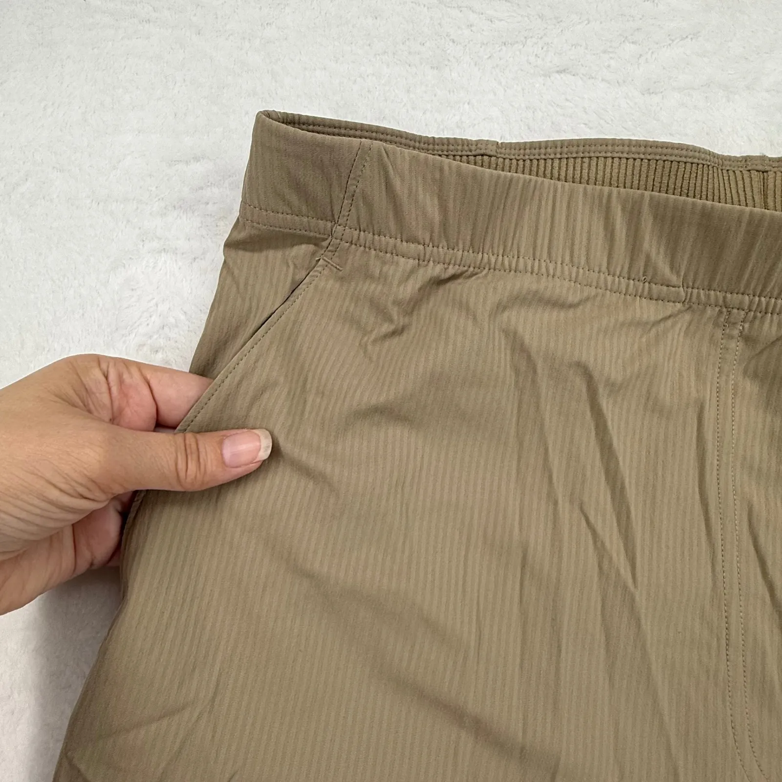 Lululemon Dance Studio HR Flared‎ Pant XL High Rise Slim Fit Ruched Tan - Image 2