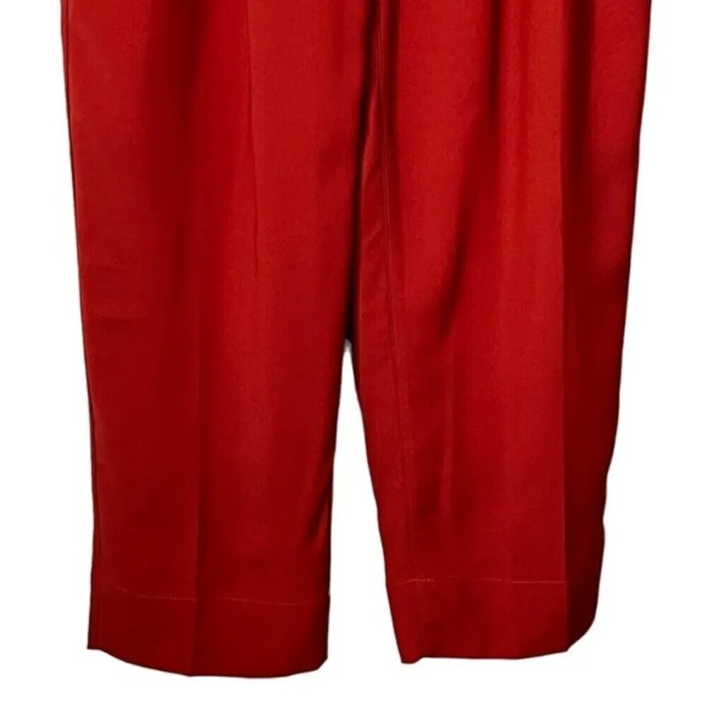 Madewell New Drapey Paperbag Pants Red Tie Waist Women’s Size 2 Cropped - Image 4