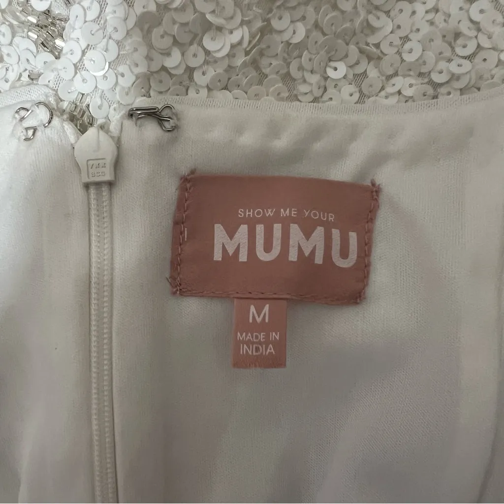 Show Me Your Mumu Let’s Go Mini Dress Celestial Sequins White - Image 11