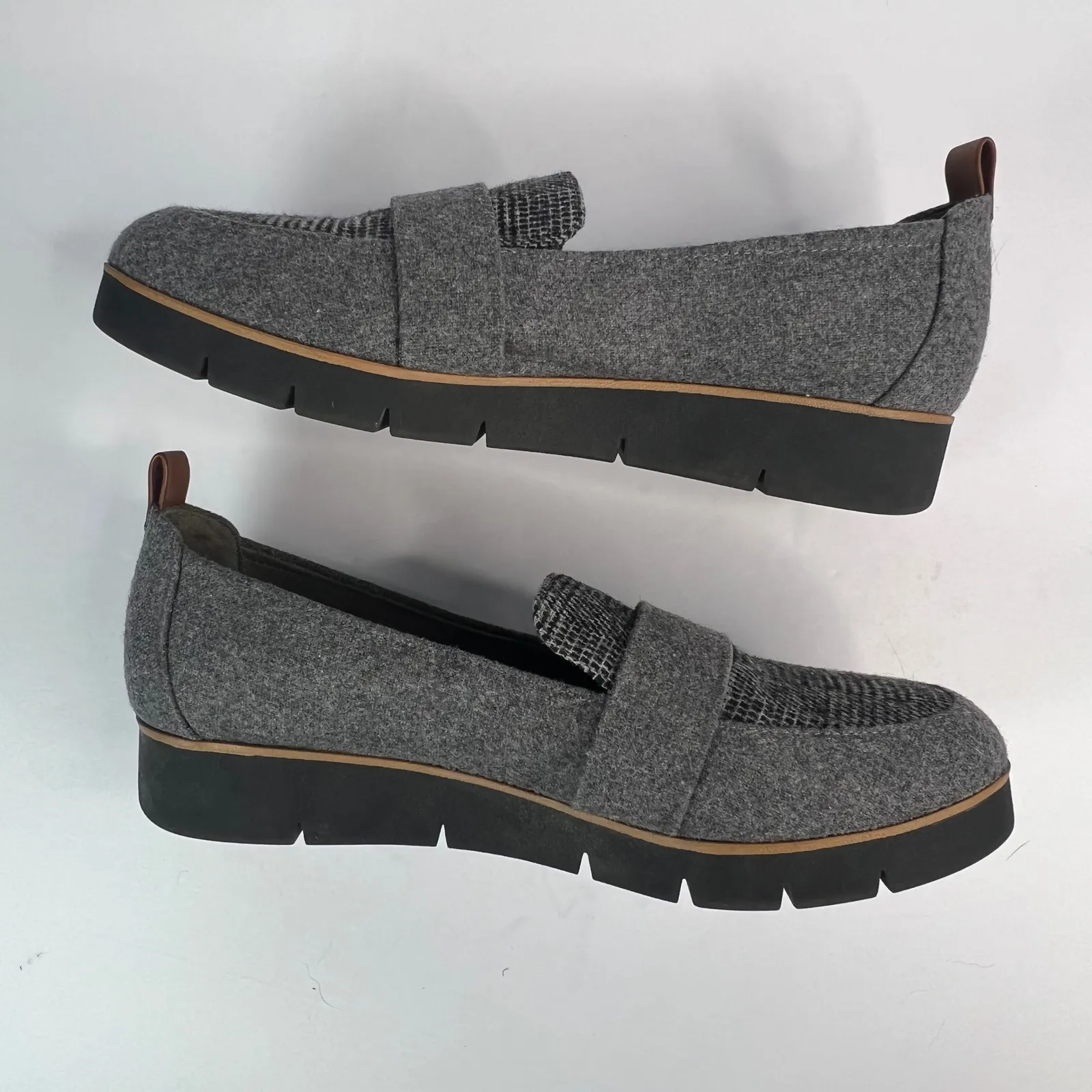 Dr Scholls Essential Collection Women Mid Grey Plaid Loafer Shoes Size 8.5 Med Gray - Image 6