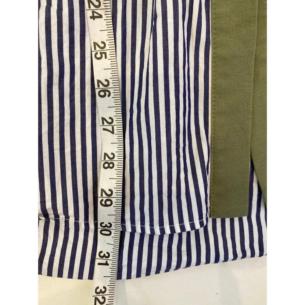 Zara Striped Smocked Waist Button Down Long Sleeve Peplum Tunic Blouse EUC Sz M - Image 13