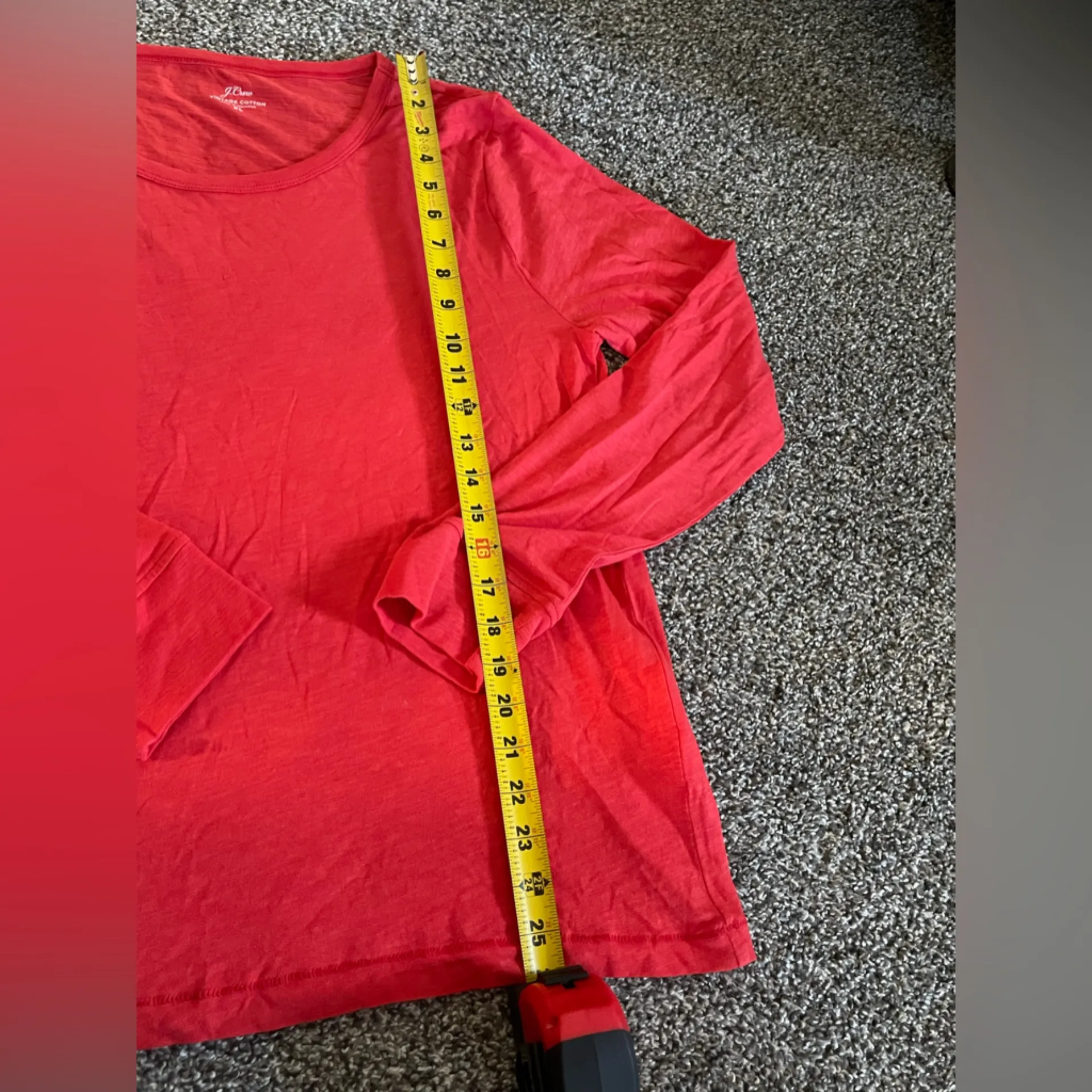 J.Crew Vintage Cotton red Long Sleeve Re-imagined Scoop Neck Shirt XL - Image 4