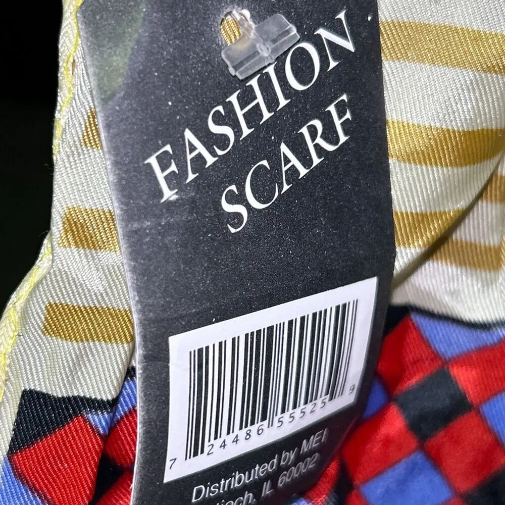 Vintage Glentex Striped Scarf 100% Nylon Made in Japan Gold - Image 4