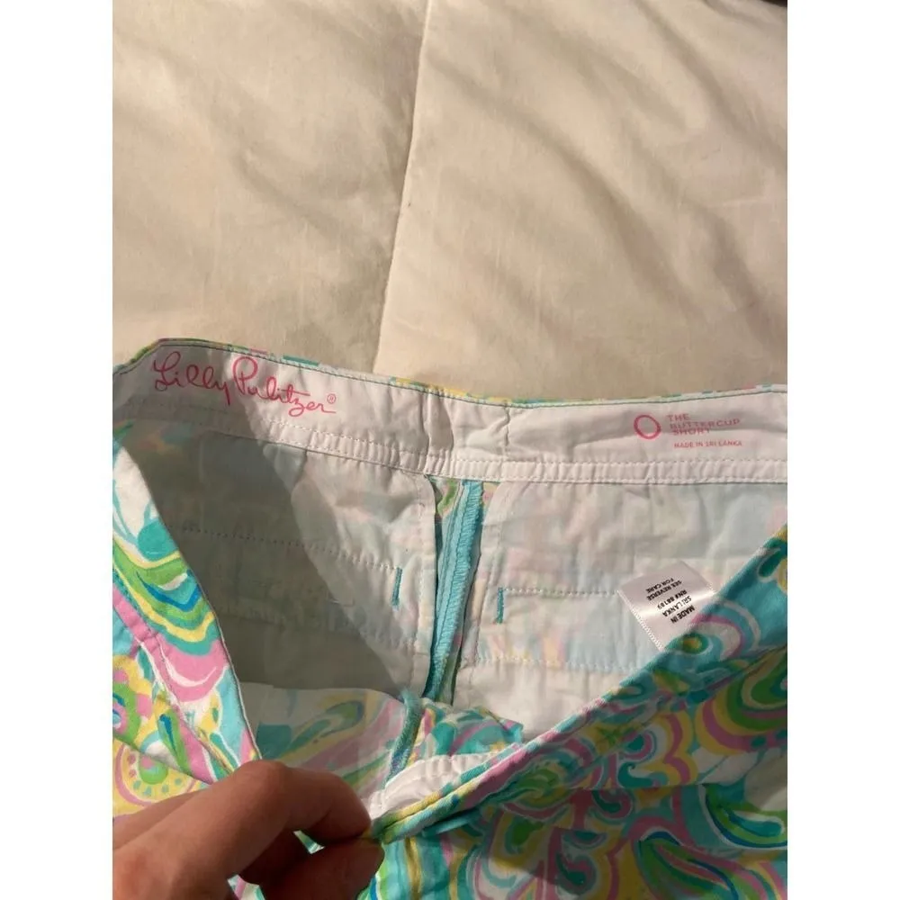 Lilly Pulitzer Buttercup Scalloped Shorts Colorful Floral Print Cotton‎ Blend - Image 2