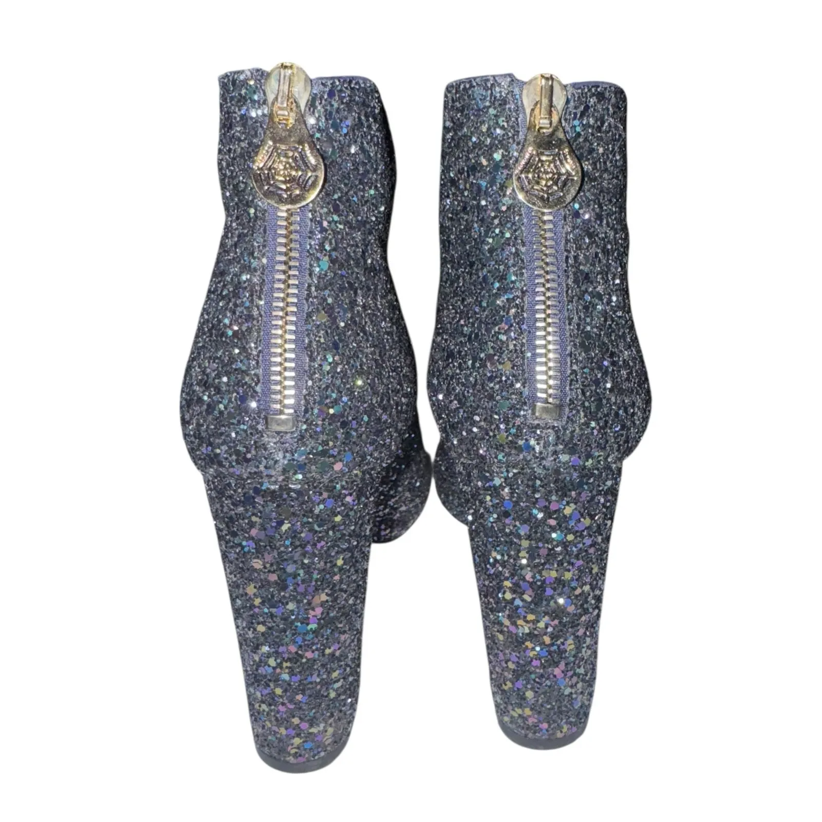 Charlotte Olympia Glitter Heel Ankle Boots Sz 7.5 Alba Made in Italy Glam Party - Image 4