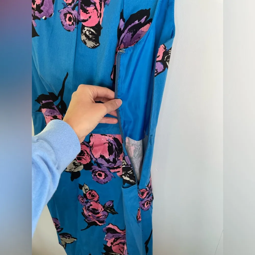 Nine West Womens dress blue stretch floral A-line size 10 - Image 5