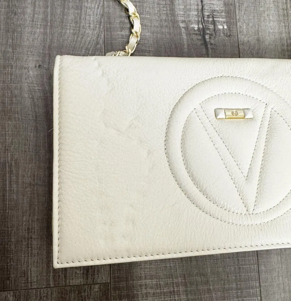 Valentino by Mario Valentino Lena Signature Leather Crossbody Cream White NWT - Image 2