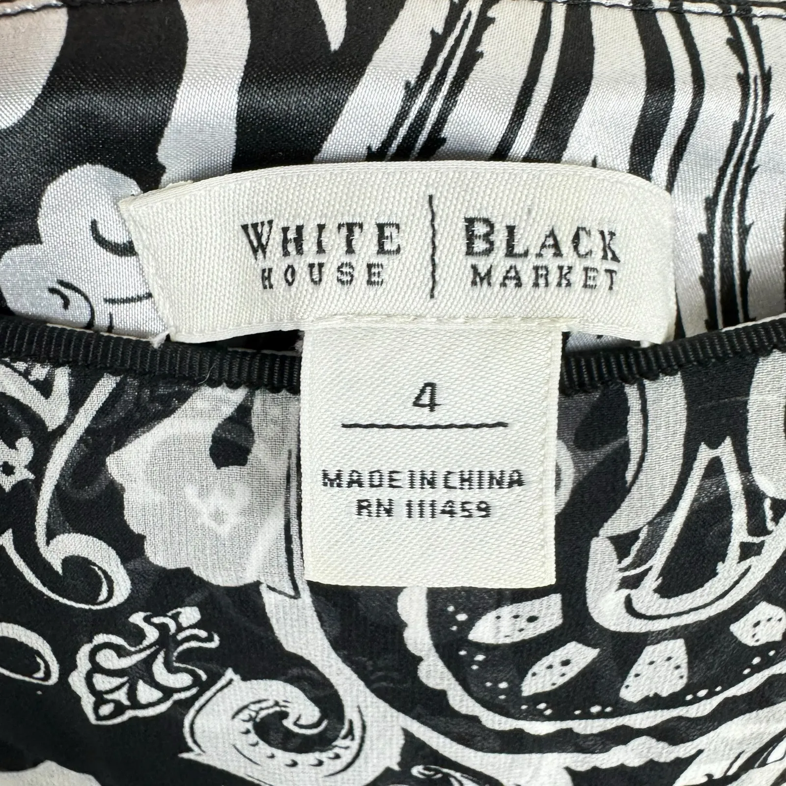 White House Black Market 100% Silk Black White Bubble Hem Mini Skirt Size 4 - Image 6